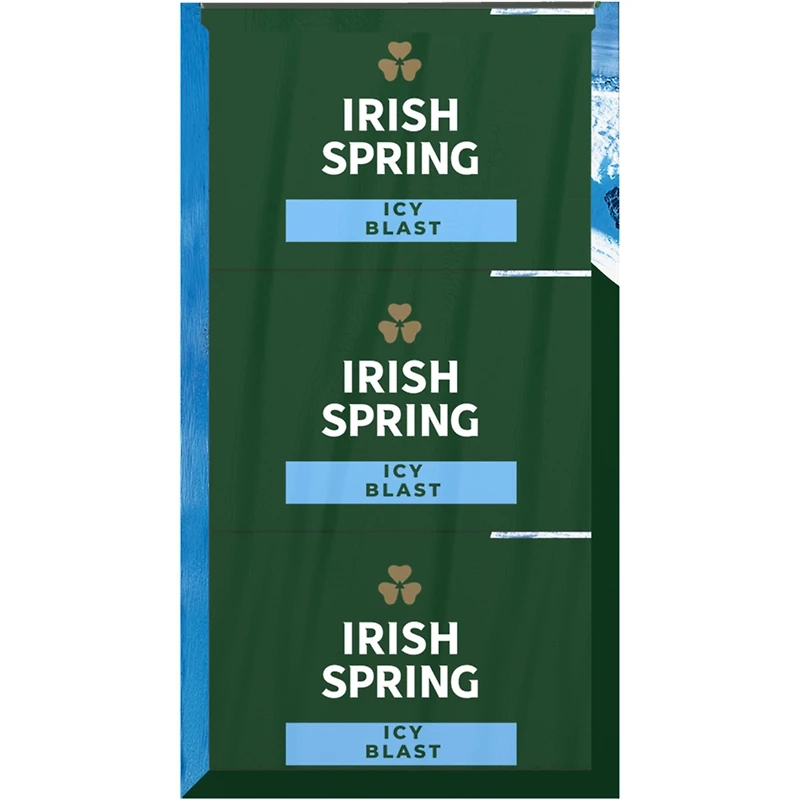 Irish Spring Icy Blast Pain de Savon Désodorisant pour Hommes, 104.8 g, Emballage de 3
