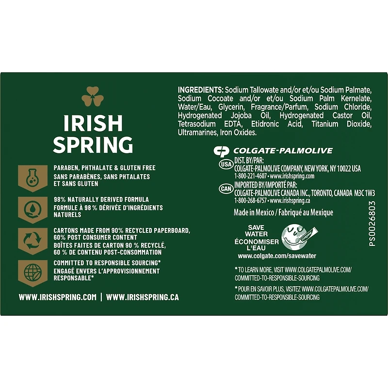 Irish Spring Active Scrub Pain de Savon Désodorisant pour Hommes, 104.7 g, Emballage de 6