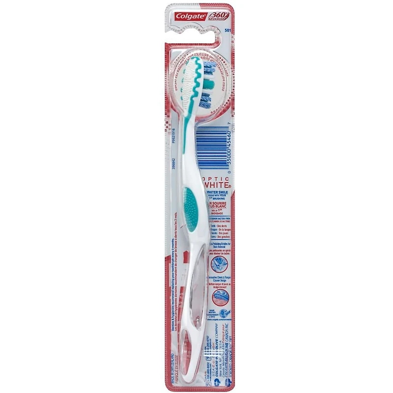 Brosse à dents moyenne Colgate 360 Advanced Optic White