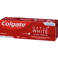 Colgate Optic White Stain Fighter Teeth Whitening Toothpaste, Clean Mint Paste  90 mL