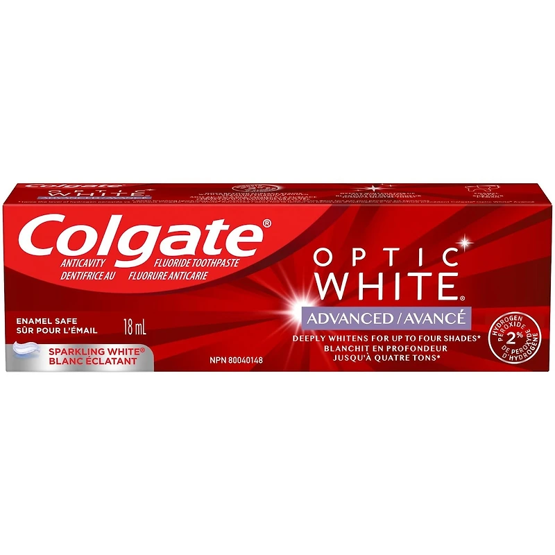 Dentifrice Colgate Optic White Advanced Blanchiment des Dents, Sparkling White 18 mL