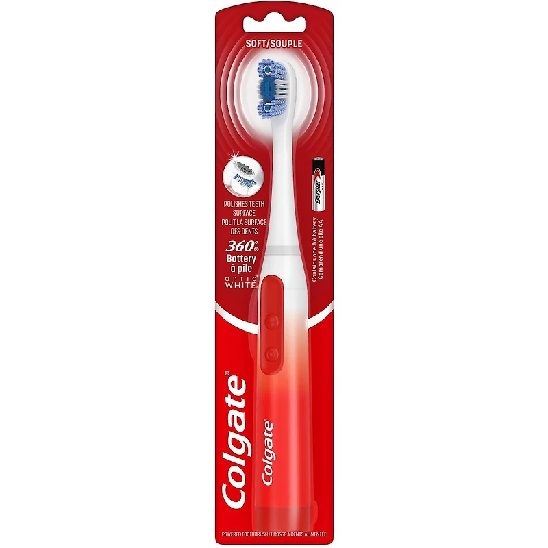Brosse à dents à pile Colgate 360 Optic White avec puissance sonique