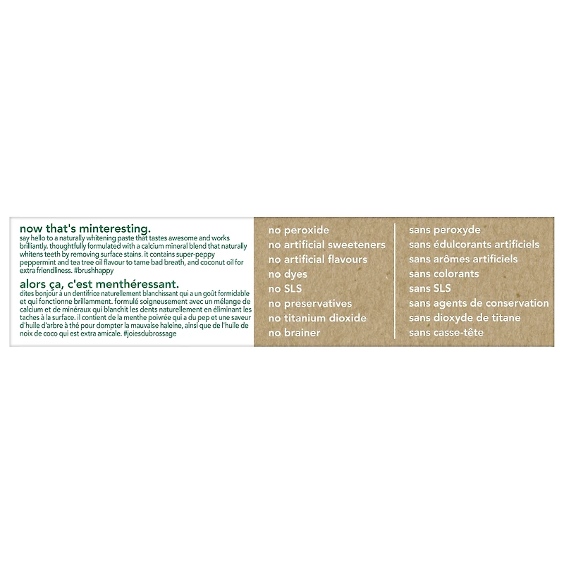 Dentifrice au fluorure naturellement blanchissant Hello - 98 mL