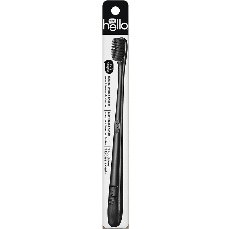 Brosse à dents manuelle Hello avec charbon - paquet de 1