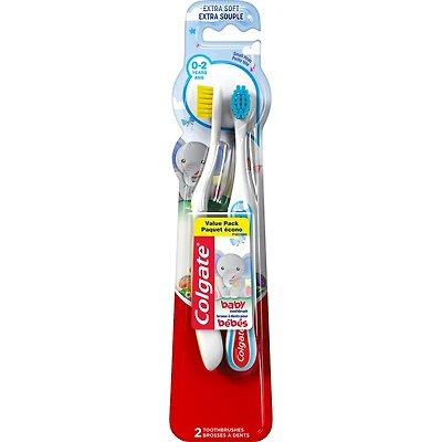 Colgate Kids My First Toothbrush, Extra Soft Baby Toothbrushes, 2 Pack