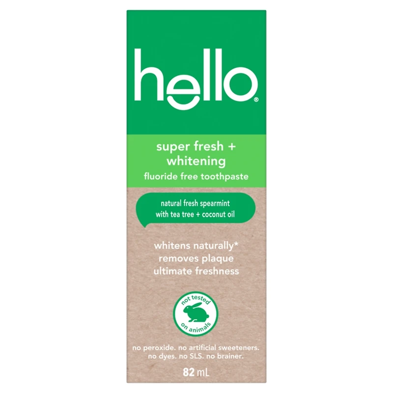 HELLO super frais + blanchissant dentifrice sans fluorure 82ml