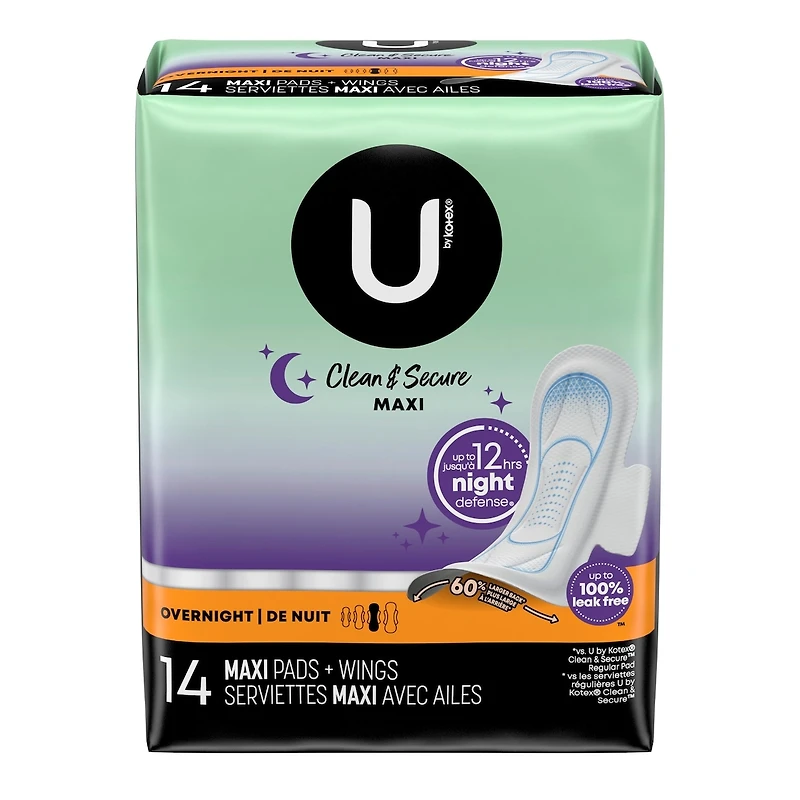 Serviettes maxi de nuit Clean & Secure avec ailes