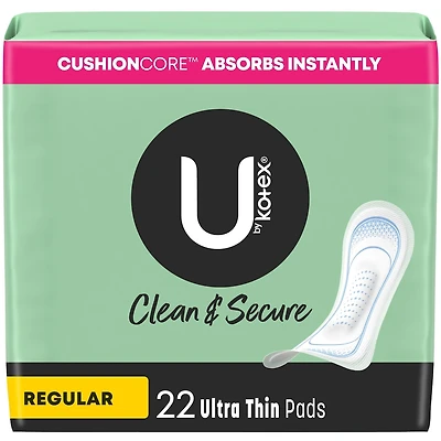Serviettes ultraminces U by Kotex Clean & Secure, absorption régulière
