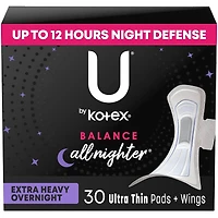 Serviettes ultraminces de nuit avec ailes U by Kotex Balance, absorption très élevée