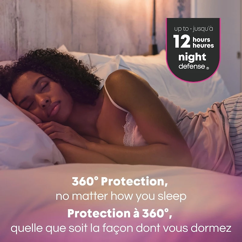 Serviettes ultraminces de nuit avec ailes U by Kotex Balance, absorption très élevée