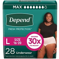 Fresh Protection Adult Incontinence & Postpartum Bladder Leak Underwear for Women, Disposable, Maximum, Large