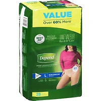 Fresh Protection Adult Incontinence & Postpartum Bladder Leak Underwear for Women, Disposable, Maximum, Large