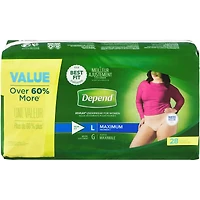 Fresh Protection Adult Incontinence & Postpartum Bladder Leak Underwear for Women, Disposable, Maximum, Large