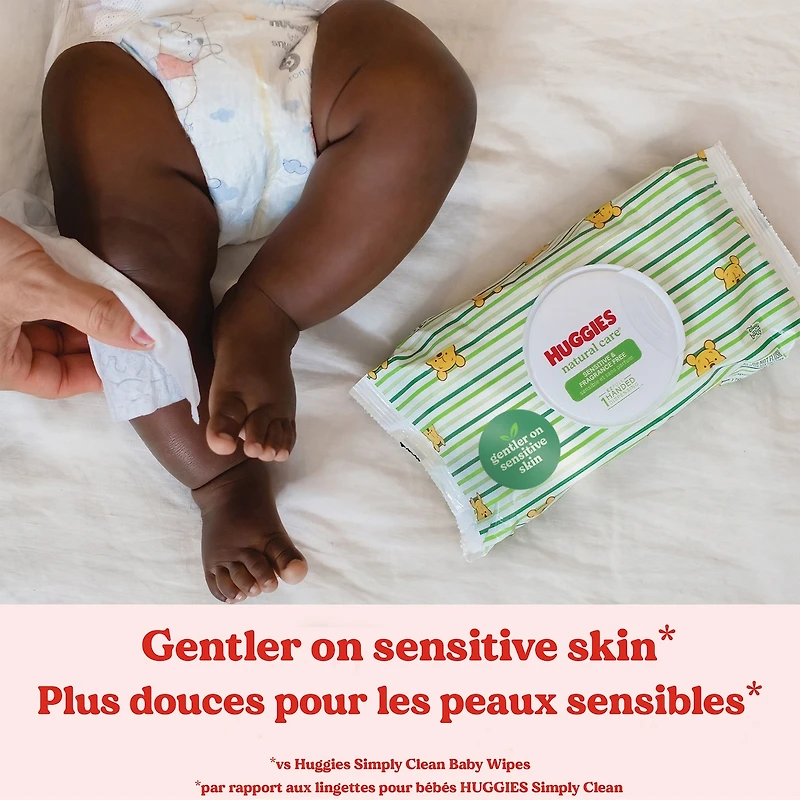 Lingettes Pour Bébés Natural Care Pour Peau Sensible, Non Parfumées, 1 Recharge