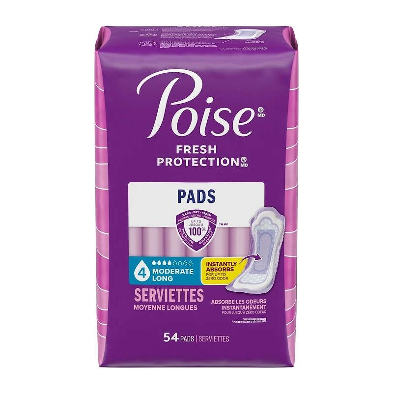 Incontinence Pads, Moderate Absorbency, Long Length