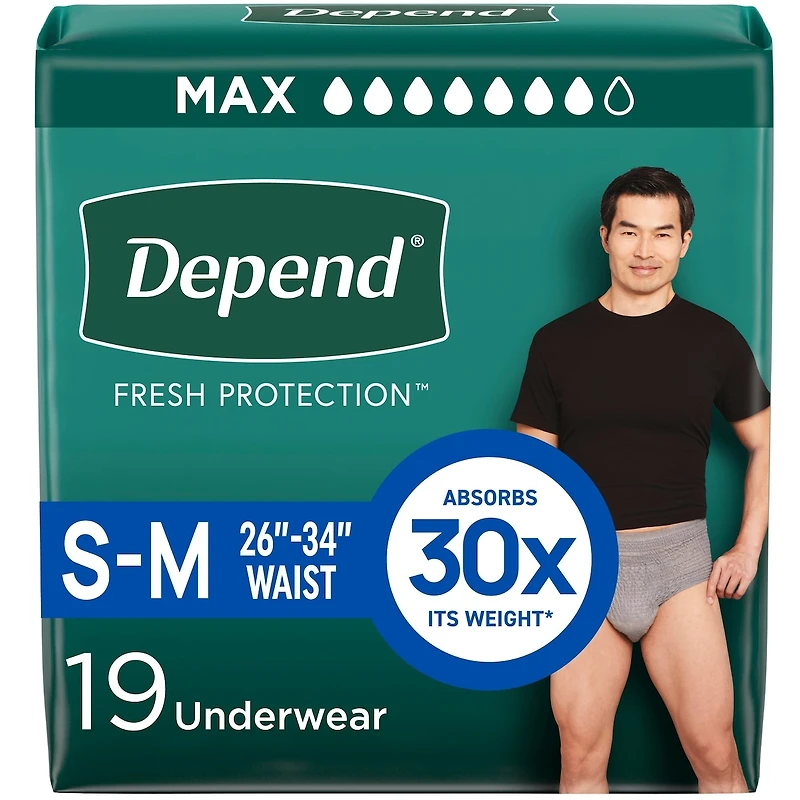 Sous-vêtement d’incontinence Fresh Protection pour hommes, degré d’absorption maximal, P/M, gris, 19 unités