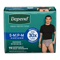 Sous-vêtement d’incontinence  Fresh Protection pour hommes, degré d’absorption maximal, P/M, gris, 19 unités