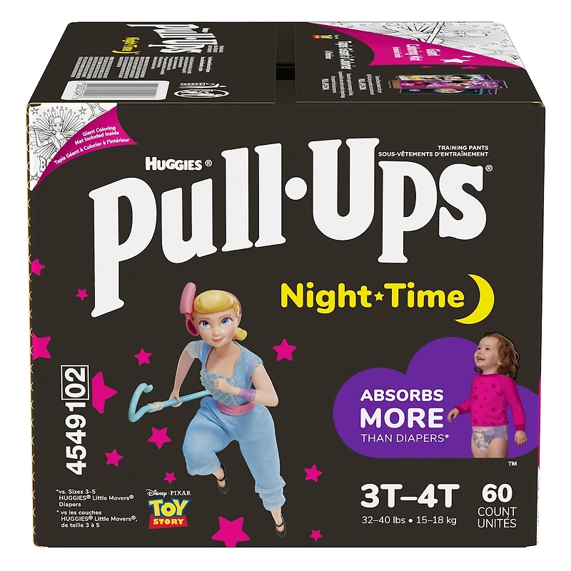 Pull-Ups Girls' Night-Time Potty Training Pants, 3T-4T, 60 Ct