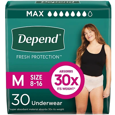 Fresh Protection Adult Incontinence & Postpartum Bladder Leak Underwear for Women, Disposable, Maximum, Medium, Blush