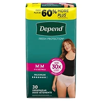 Fresh Protection Adult Incontinence & Postpartum Bladder Leak Underwear for Women, Disposable, Maximum, Medium, Blush