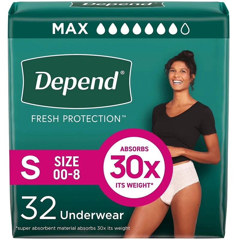 Fresh Protection Adult Incontinence & Postpartum Bladder Leak Underwear for Women, Disposable, Maximum, Small, Blush