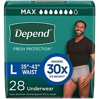 Fresh Protection Adult Incontinence Underwear for Men, Disposable, Maximum, Large