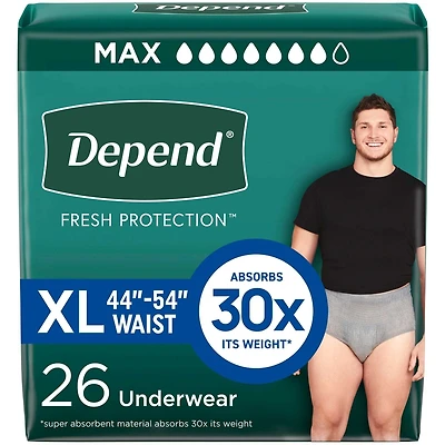 Fresh Protection Adult Incontinence Underwear for Men, Disposable, Maximum, Large