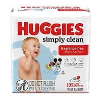 Lingettes Pour Bébés Simply Clean Non-Parfumées, Emballages Souples, 3 Emballages, À Couvercle Rabattable