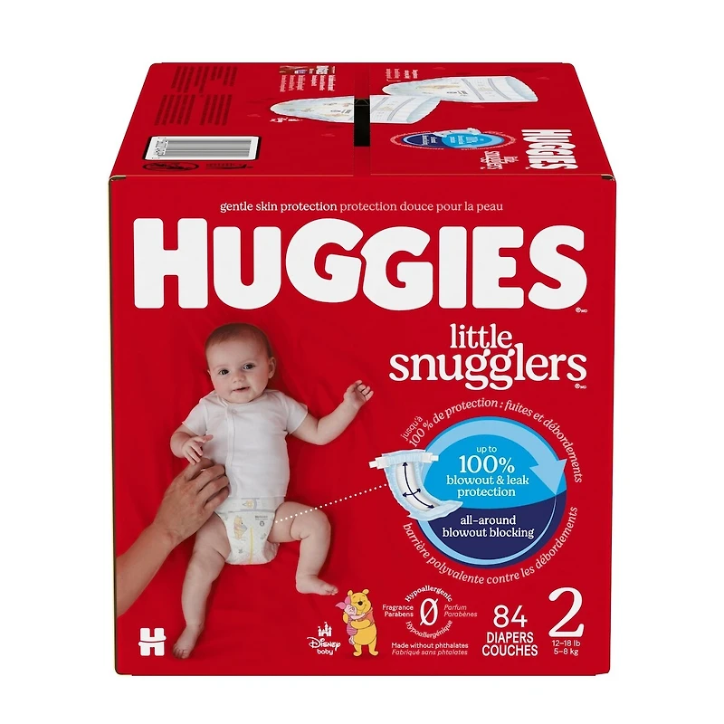 Couches pour bébés  Little Snugglers,  taille 2 (5 à 8 kg [12 à 18 livres]), 84 couches