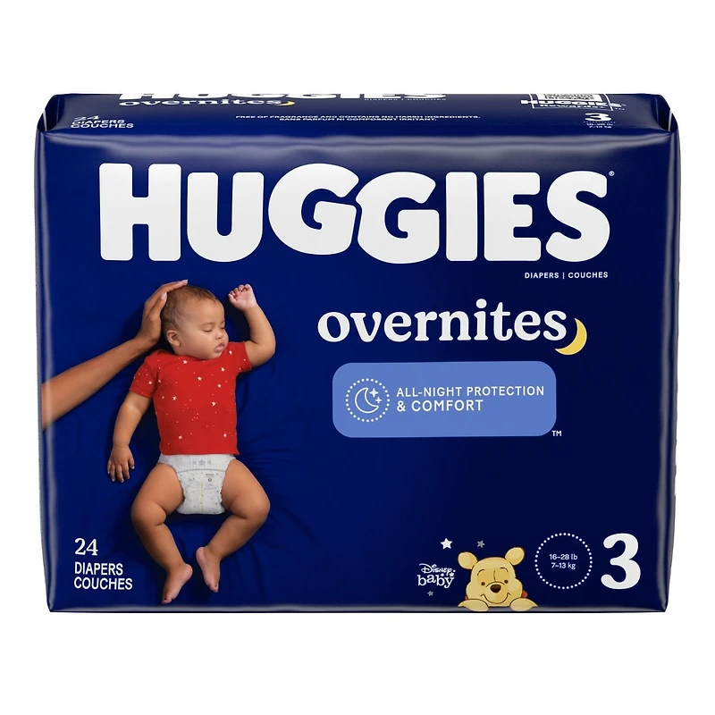 Huggies Overnites Nighttime Baby Diapers, Size 3, 24 Ct