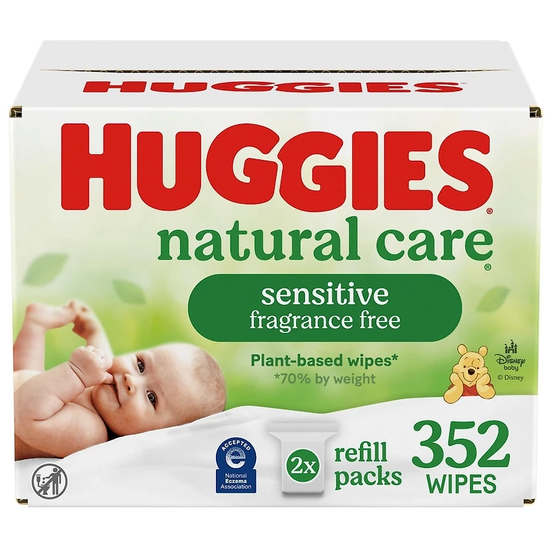 Natural Care Sensitive Baby Wipes, Unscented, 2 Refill Packs