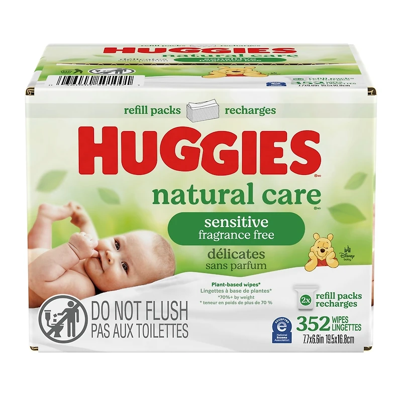 Natural Care Sensitive Baby Wipes, Unscented, 2 Refill Packs