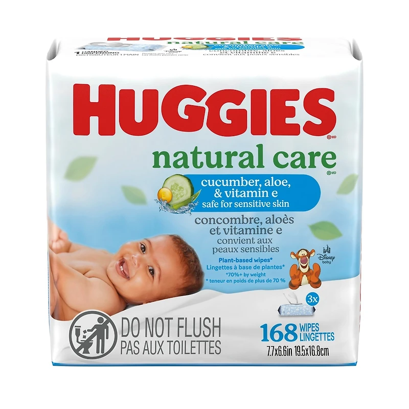 Lingettes Pour Bébés Natural Care Refreshing, Parfumées, 3 Emballages À Couvercle Rabattable