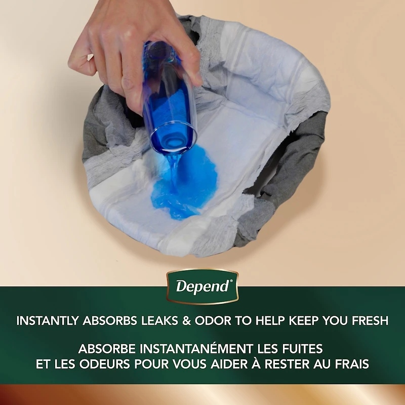 Sous-vêtement d’incontinence jetable Depend Real Fit pour hommes, absorption maximale, petit/moyen, gris
