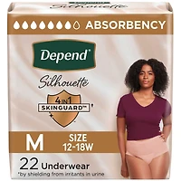 Sous-vêtements d’incontinence et de post-partum Depend Silhouette pour femmes adultes, moyen, absorption maximale