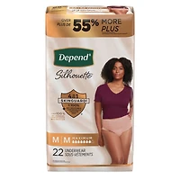 Sous-vêtements d’incontinence et de post-partum Depend Silhouette pour femmes adultes, moyen, absorption maximale