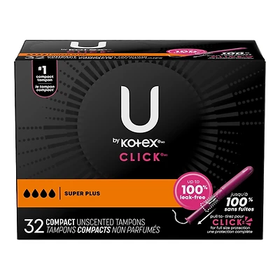 Click Compact Tampons, Super Plus, 32 ct