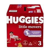 Couches pour bébés  Little Movers, taille 3 (16 à 28 livres), 76 couches