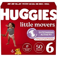 Little Movers Baby Diapers, Size 6 (35+ lbs), 50 Ct