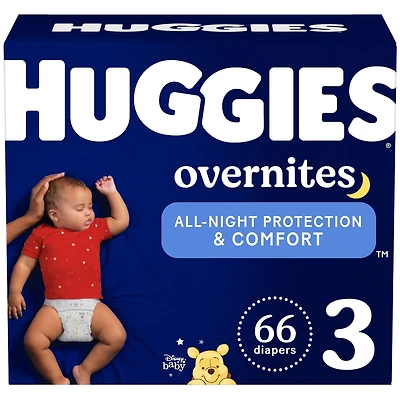 Couches pour bébé  Overnites pour la nuit, taille 3 (7 à 13 kg [16 à 28 livres]), 66 unités