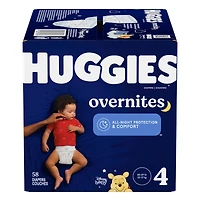 Couches pour bébé  Overnites pour la nuit, taille 4 (9 à 17 kg [22 à 37 livres]), 58 unités