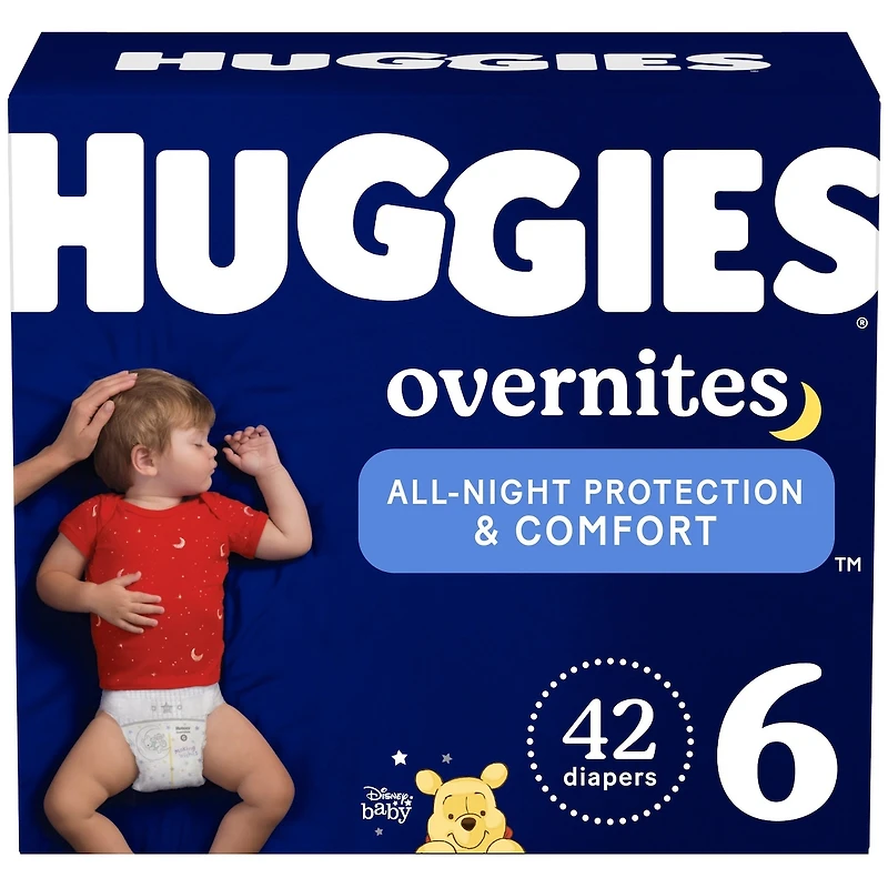 Overnites Nighttime Baby Diapers, Size 6 (35+ lbs), 42 Ct