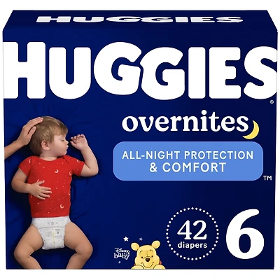 Overnites Nighttime Baby Diapers, Size 6 (35+ lbs), 42 Ct