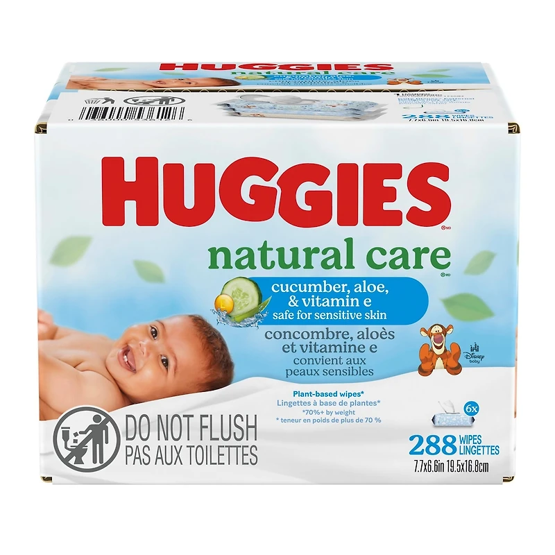 Huggies Lingettes Pour Bébés Natural Care Refreshing, Parfumées, 6 Emballages À Couvercle Rabattable