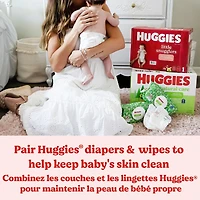 Lingettes pour bébés Huggies Natural Care pour peau sensible, non parfumées