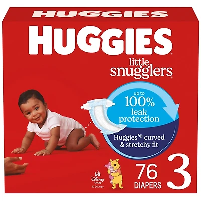 Little Snugglers Baby Diapers, Size 3 (16-28 lbs), 76 Ct