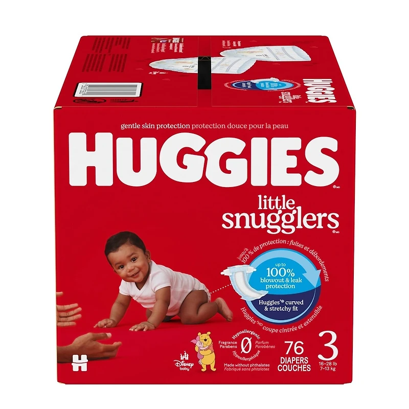 Little Snugglers Baby Diapers, Size 3 (16-28 lbs), 76 Ct