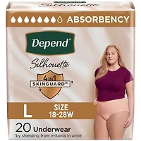Depend Silhouette Adult Incontinence & Postpartum Underwear for Women, Maximum Absorbency, Large