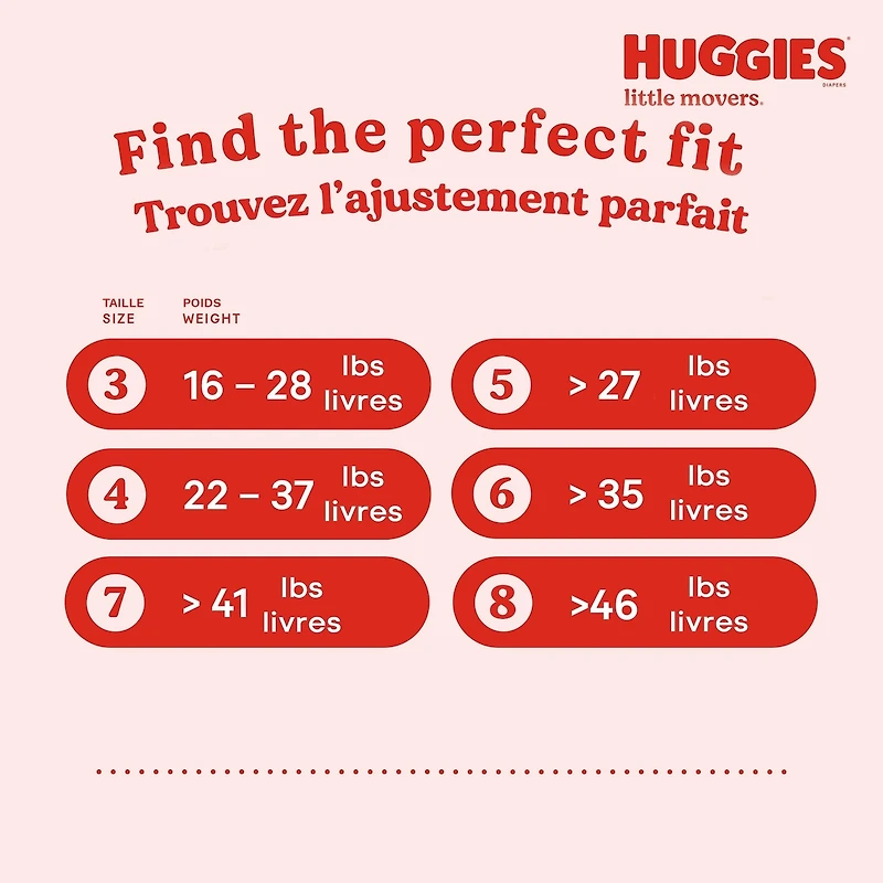 couches pour bébés Little Movers, taille 7 (41 livres et plus