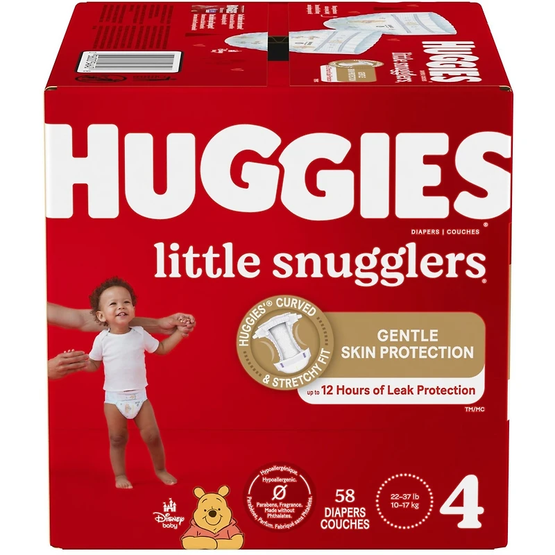 Huggies Little Snugglers Diapers, Size 4, 58 Count